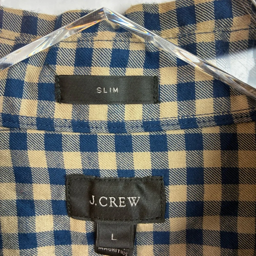 J. Crew NWT Gingham Khaki & Blue Checked Shirt